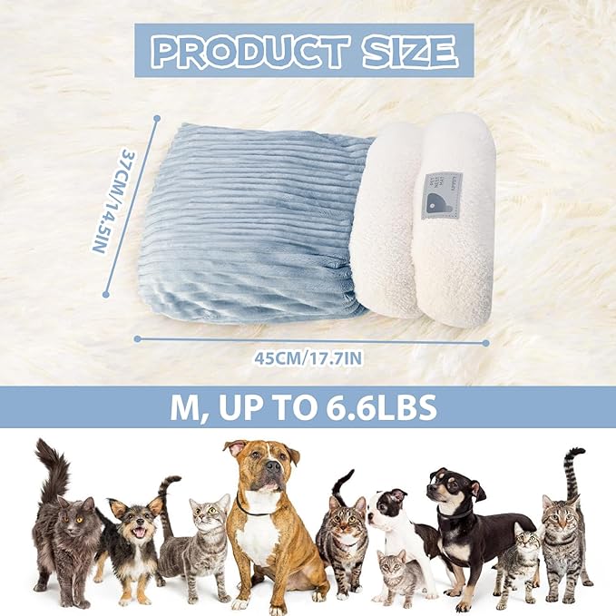 Cat Winter Sleeping Bag, Cat Bed Cave Sleeping Bag, Cat Sleeping Bag, 360°Wrap Comfortable Pet Snuggle Sack, Soft Plush Large Cat Sack - Size M（Gray Blue）