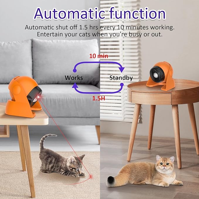 Cat Laser Toys Motion Acticated Responsive Interactions, Mix Fast & Slow Laser Game (Orange)