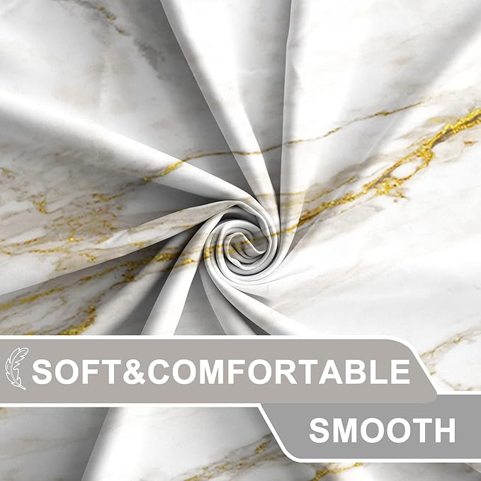 AWERT Abstract Minimalism White and Gold Ink Art Marble Shower Curtain for Bathroom Modern High Definition Printing Waterproof Shower Curtain with Hooks Bathroom Decor 72x78inch