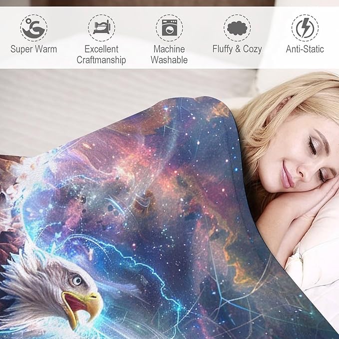 Patriot Eagle Blanket Eagle Gifts for Girls Boys Woman Kids Flying Eagle Lover Throw Blankets Soft Blanket Warm Fleece Flannel Plush Blankets for Bed Sofa Couch 50"x60"