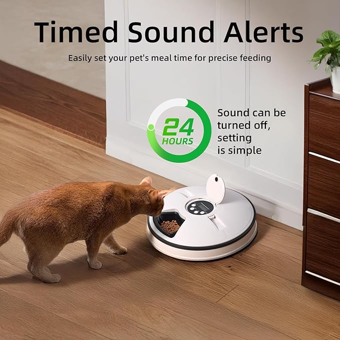Automatic Cat Feeder, 1L Timed Cat Feeder with Time Setting 24 Hours at Most, Up to 6 Meals, Granary Pet Feeder for Little Cats Little Dogs
