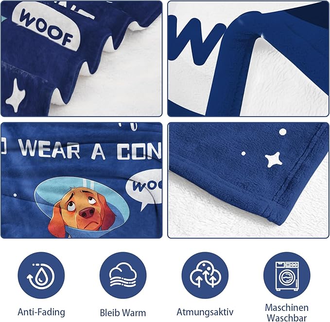 Get Well Gifts for Women After Surgery, Get Well Soon Gifts for Women/Men After Surgery, Recovery Blanket Present, Dog Lovers Blanket, Blue Dog Present
