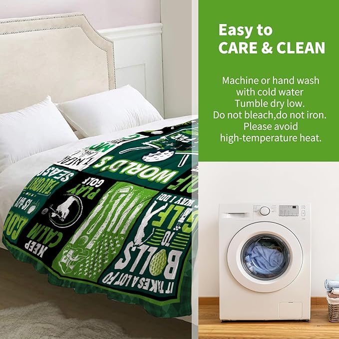 Golf Blanket Gifts for Men Dad Husband Boys Golfers Birthday Christmas Valentine Presents Golfing Theme Decor Home Bedroom Living Room Sofa Couch Soft Cozy Fleece Kids Adults Teen Women Throw 60"x50"