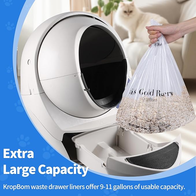 120 Pack Litter Box Robot 3 4 Waste Bags, Self Cleaning Cat Litter Box Robot Waste Liner Bags Replacement, Heavy Duty 9-11 Gallons of Capacity