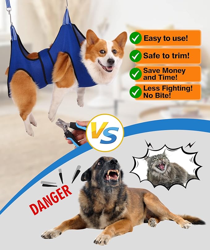 Dog Grooming Hammock Pet Grooming Hammock Harness for X-Large Dogs, Dog Hammock for Grooming with Clipper/Trimmer, Dog Grooming Supplies Dog Grooming Sling for Nail Clipping/Trimming