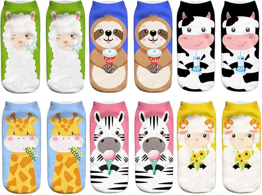 Benefeet Sox Womens Girls Funny Crazy Ankle Socks - Fun Novelty 3D Print Pattern Silly Cute Animal Food