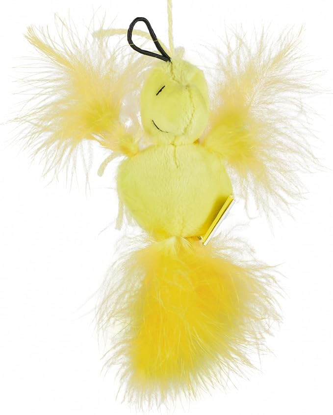 4” Woodstock Catnip Stuffed Plush Cat Toy with Feathers and Elastic Loop for Interactive Play | Peanuts for Pets | Interactive Toy for Cats | Cat Exercise Toy