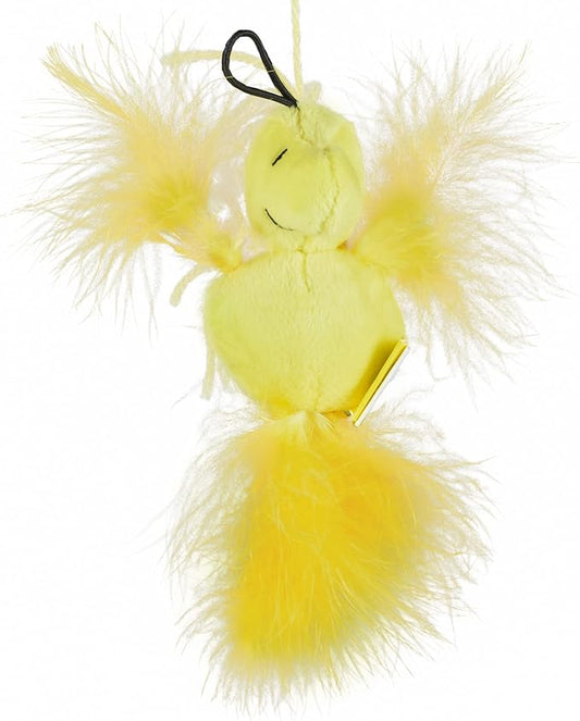 4” Woodstock Catnip Stuffed Plush Cat Toy with Feathers and Elastic Loop for Interactive Play | Peanuts for Pets | Interactive Toy for Cats | Cat Exercise Toy