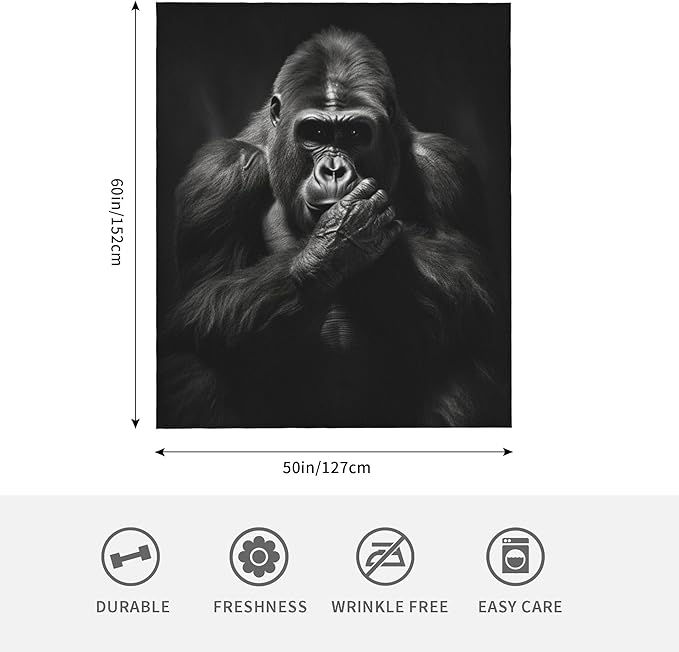 Chimpanzees Animal Soft Throw Blanket Flannel Fleece Blankets Warm Cozy Lightweight Fuzzy Blanket for Bed Sofa Couch Home Decor 60"X50"