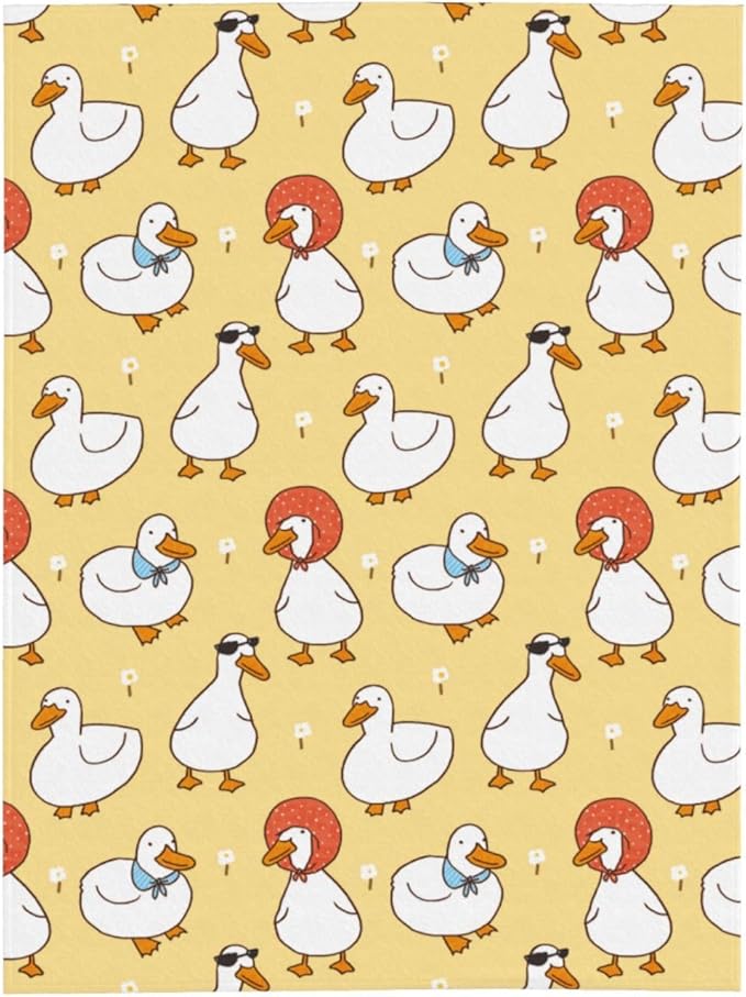 Kids Cute Ducks Print Blanket Throw 80"x60", Cozy Lightweight Plush Flannel Blanket, Soft Warm Decorative for Kids Women Adults