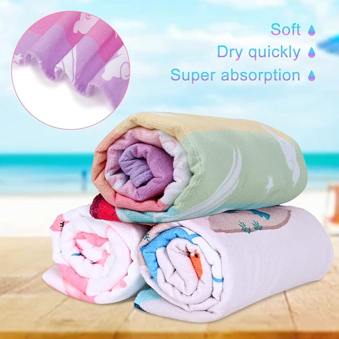 LIVILAN Small Unicorn Towel for Kids Girls, Pink Rainbow Beach Towel for Women Teens 24” x 48”,Lightweight Soft Microfiber Blanket, Quick Dry Sand Proof Thin Travel Pool Picnic Bath Towel Gifts