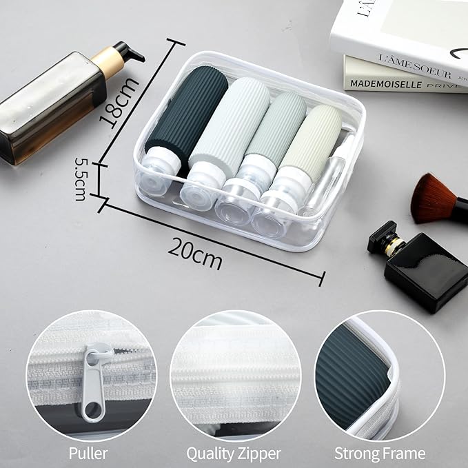 16 Pack Travel Bottles for Toiletries, Large 6oz Silicone Travel Containers jar for Toiletries, Leak Proof Refillable Liquid Shampoo And Conditioner Travel Essentials toiletry Bottles