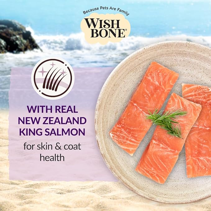Wishbone Ocean New Zealand King Salmon, Gluten Free, Premium Salmon Recipe Cat Food for Overall Pet Health - 4 lb