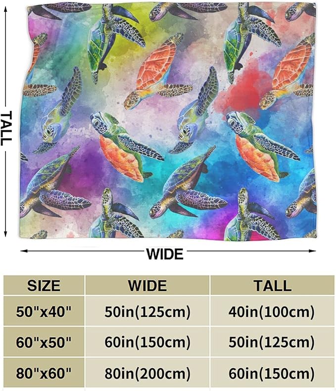 Ultra-Soft Microfiber Throw Blanket 350 GSM Fuzzy Fleece Blanket for Adults Kids Gift Couch, Sofa, Bed Turtle 50"x40"
