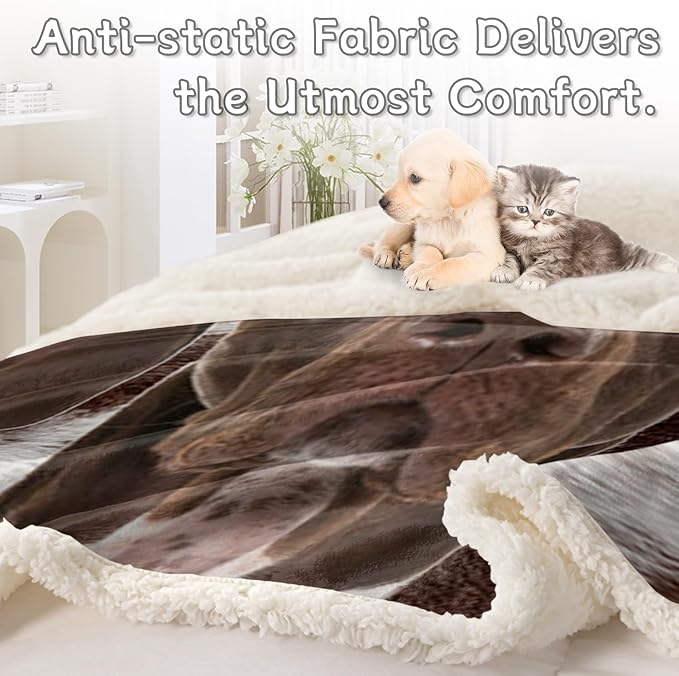 BlessLiving Dog Sherpa Blanket Soft Plush German Shorthair Sherpa Fleece Throw Blanket Pet and Dog Lovers Home Throw Blankets (Throw, 50 x 60 Inches)