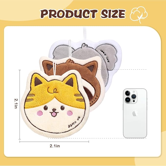 2 Pack Cat Hand Towels Set for Bathroom: Gifts for Kids Teens Cat Lovers Cute Pattern Kitchen Towels Drying Your Hands Pads - Kitty Gifts Hand Wiping Towels