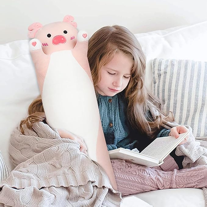 Long Pig Plush Pillow,35.5" Large Pig Stuffed Animal,Weighted Pig Plush,Cuddly Sleeping Hugging Pillows, Soft Giant Body Pillow,Beloved Pig Plush Toy Gift at Birthday