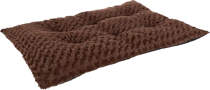 PETMAKER Pet Bed – 32x19 Dog Pillow and Crate Pad with Faux Fur Sleep Surface and Non-Slip Bottom – Machine Washable Dog Bed (Brown)