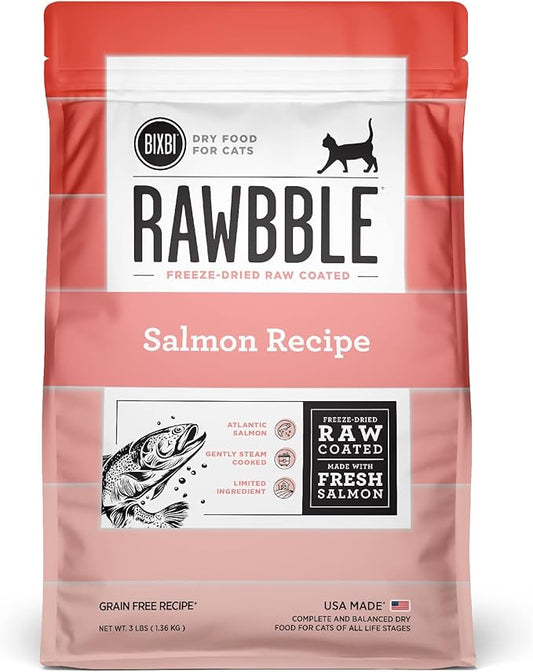 BIXBI Rawbble Dry Food Salmon Recipe for Cats, 3lb