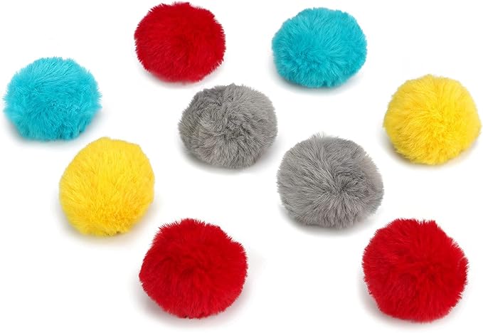 CHIWAVA 24PCS 1.8" Catnip Furry Cat Toys Ball Soft Pom Pom Balls Kitten Chasing Quiet Play Assorted Color
