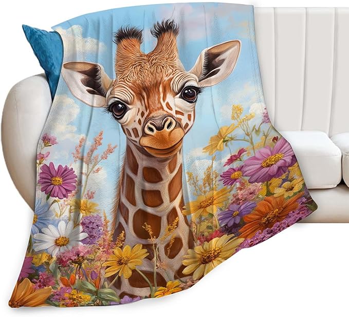 Giraffe Throw Blanket Giraffe Gifts for Kids Girls Boys Adults Women Men Soft Cozy Warm Plush Fluffy Fuzzy Fleece Blanket Decor 40''X50''