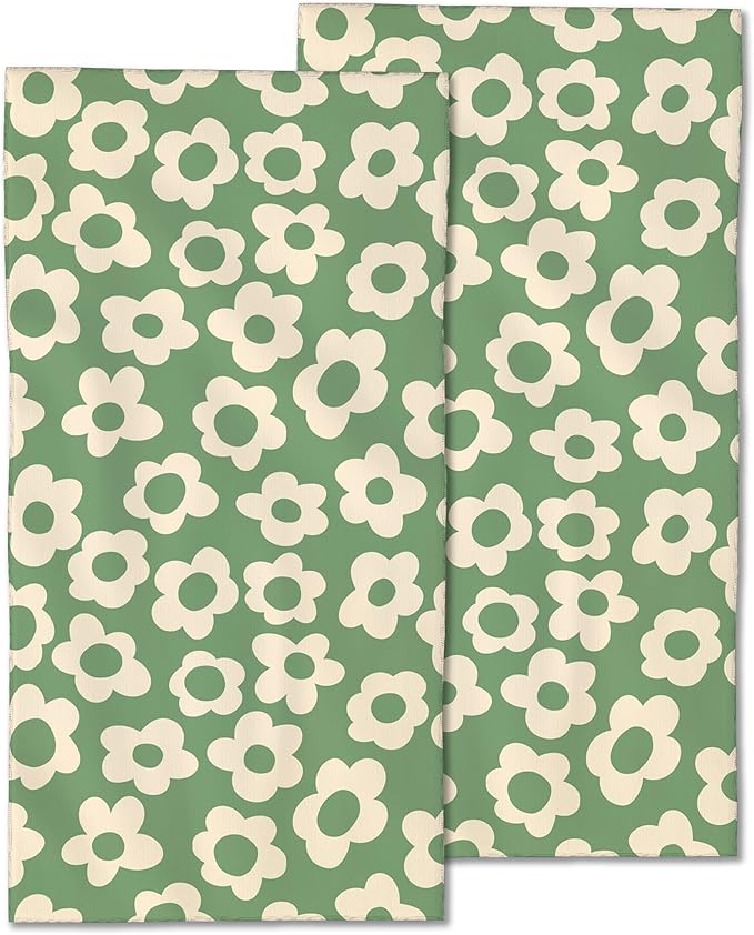 2 Pack Hand Towels for Bath,Vintage Groovy Flowers Decorative Towels Highly Absorbent Soft Towels for Bathroom Beach Kitchen Spa Gym Face Towel 14x28 Inch