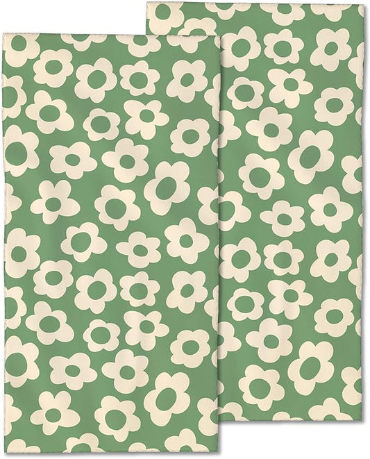 2 Pack Hand Towels for Bath,Vintage Groovy Flowers Decorative Towels Highly Absorbent Soft Towels for Bathroom Beach Kitchen Spa Gym Face Towel 14x28 Inch