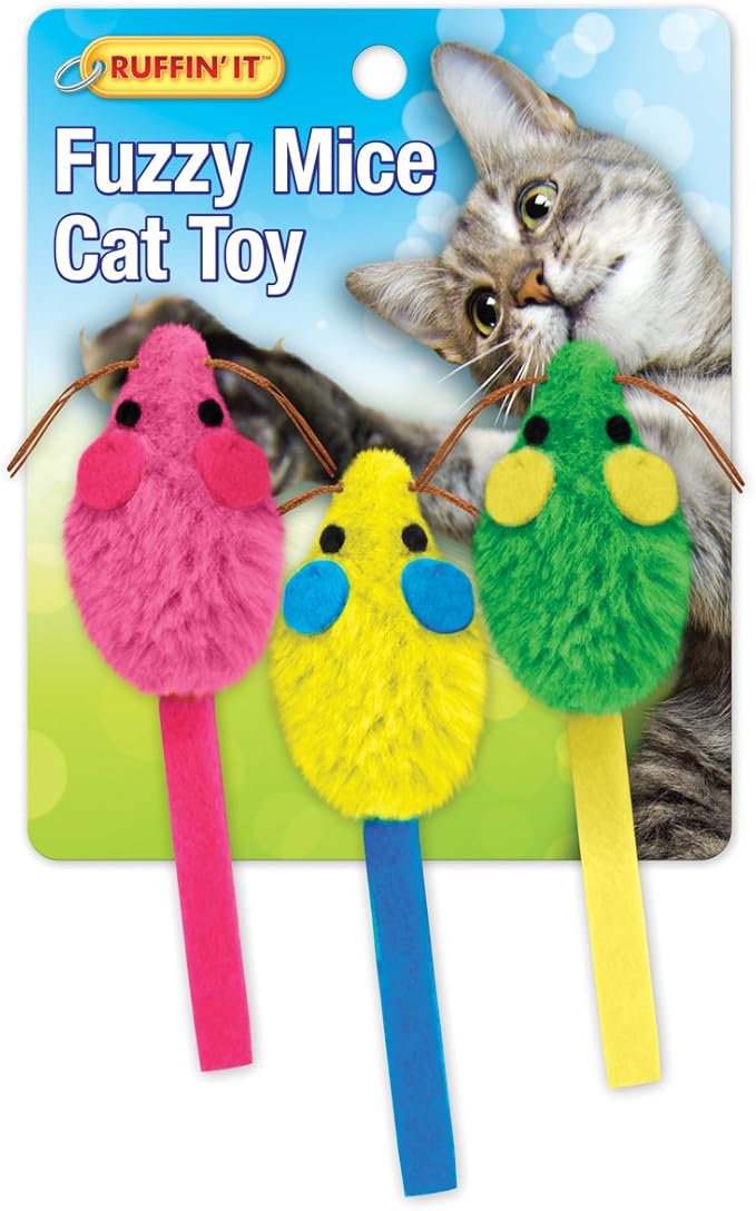 Fuzzy Mice W/Catnip 3/Pkg-