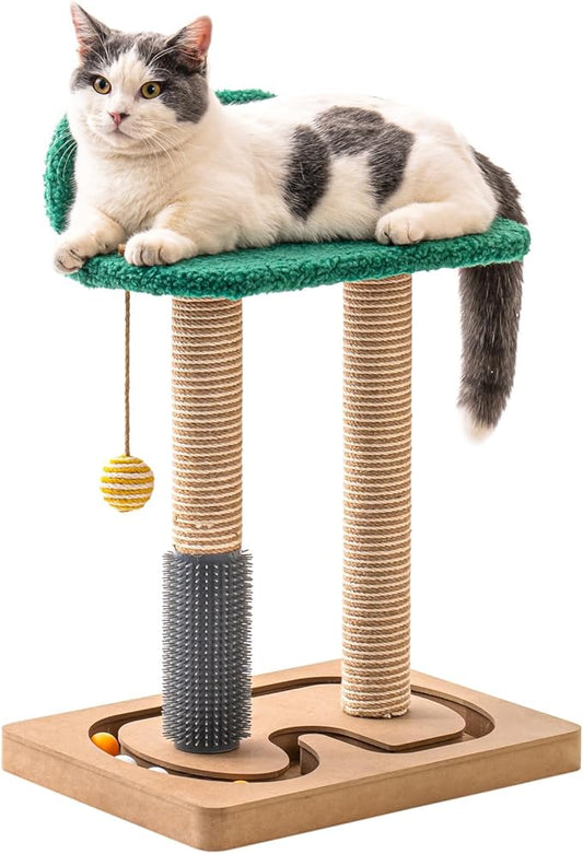 Cat Scratching Post, Scratching Post for Indoor Cats,Soft Perch for Rest,Cat Scratcher with Natural Sisal Pole Cat Self Groomer, Cat Toys Interactive Ball Toys for Kitten and Adult Cats