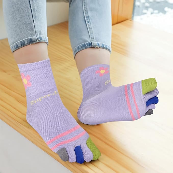 Benefeet Sox Funny Toe Socks Women Five Finger Socks Girls Cute Toe Seperated Cotton Socks Running Athletic Christmas Gifts