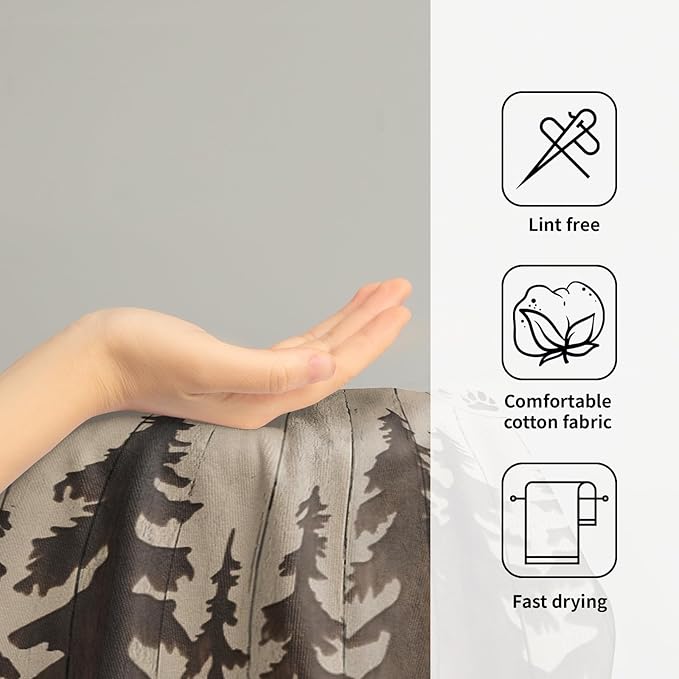 Brown Bear Hand Towels Forest Cabin Bath Fingertip Towels Set of 2 Soft Guest Face Towel Bathroom Decoration Thin Kitchen Tea Dish Towels