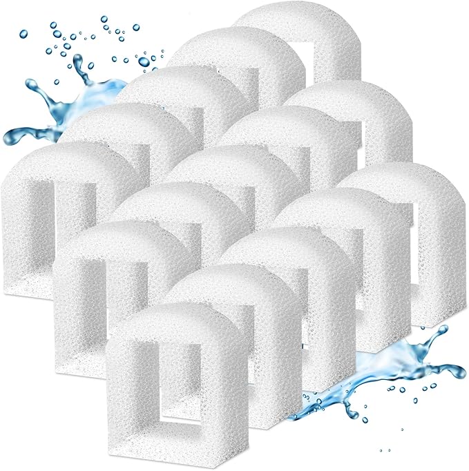 15 Count Cat Water Fountain Replacement Foam Filters Compatible with PetSafe Drinkwell Ceramic and Stainless Steel Pet Fountains, Pet Fountain Filter Replacement For Water Dispensers For Dog Cat