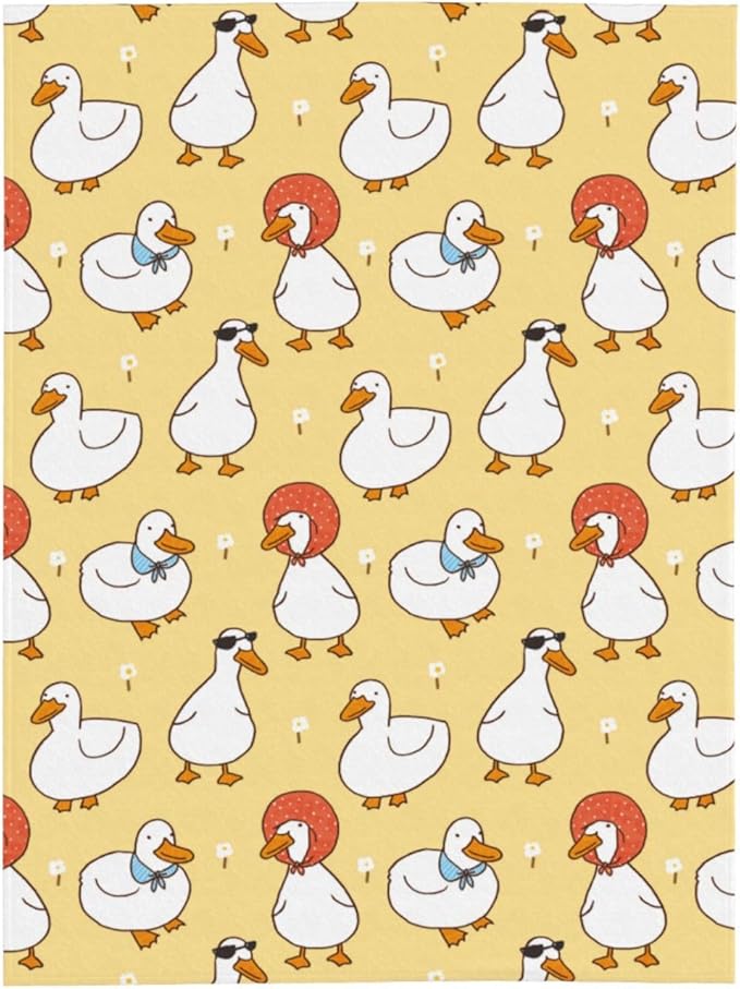 Kids Cute Ducks Print Blanket Throw 60"x50", Cozy Lightweight Plush Flannel Blanket, Soft Warm Decorative for Kids Women
