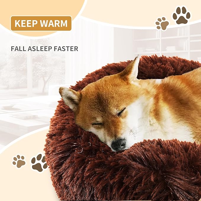 Dog Bed Comfiest Indoor Calming Waterproof Bedding Washable Fluffy Chew Proof Self Warming Cozy for Small Pets at Home