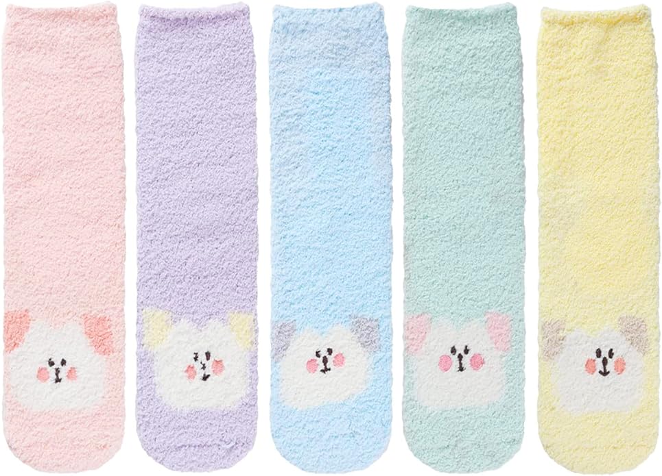 Benefeet Sox Cute Animal Fuzzy Socks for Women Girls Funny 3D Animal Cozy Socks Fluffy Slipper Socks Plush Comfy Soft Socks
