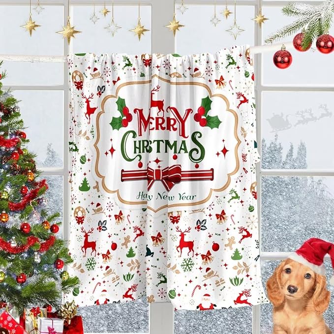 Christmas Blanket Santa Claus Deer Flannel Throw Blanket Soft Plush Snowman Blanket for Couch Sofa Bed Merry Christmas Home Decor 50x60”