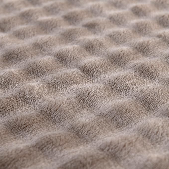 Faux Fur Throw Blanket, 3D Fleece Fluffy Bubble Blanket, Flannel Fuzzy Soft Plush Bubble Blanket for Sofa Bed Room Office, Decorative Throw Blanket, 40"x60" Khaki