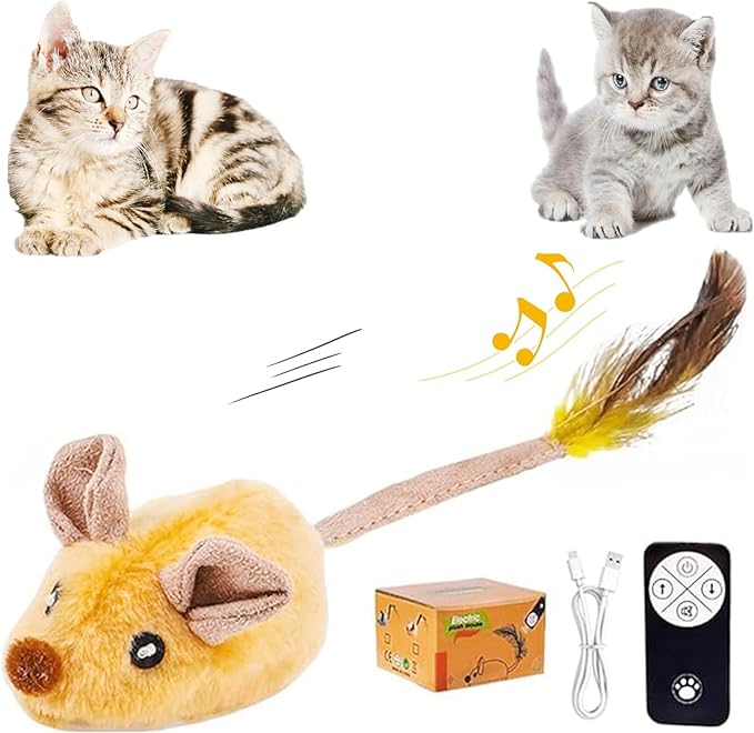 Interactive Cat Toys for Indoor Cats,Remote Control Mouse,Remote Control Cat Toy,Remote Control Mouse Cat Toy,Cat Mouse Toy,Mouse Toys for Cats,Moving Mouse Cat Toy,Motorized Mouse Cat Toy(Yellow)