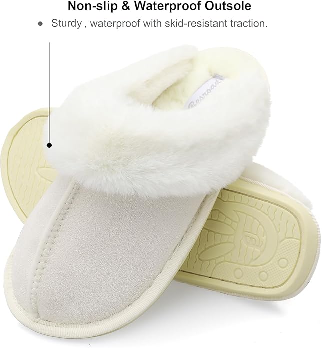 Besroad Winter Fuzzy House Slippers Sandals Plush Faux Fur Fluffy Flats Slippers Warm Slide Shoes for Women