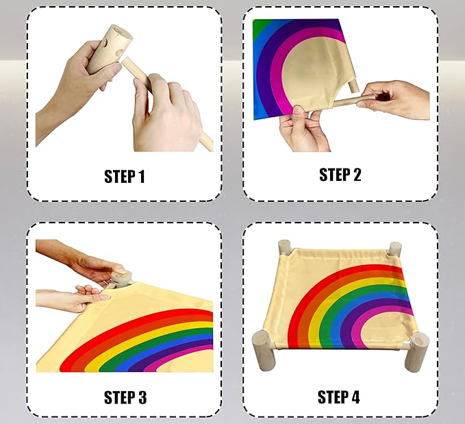 Rainbow Cat Beds, Wooden Cat Beds for Indoor Cats, Small Animal Beds for All Seasons, Pet Beds, Cute Cat Hammock