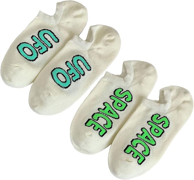 6 Pairs Alien Printed Ankle Socks Bulk, UFO socks Novelty Gifts for Girls Women