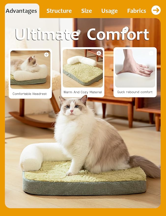 Small Medium Dog Bed, Washable Dog Bed with Removable Cover and Nonskid Bottom, Fuzzy Warm Dog Bed Indoor with Neck Pillow for Dog Cat Sleeping, 30x20 Inches