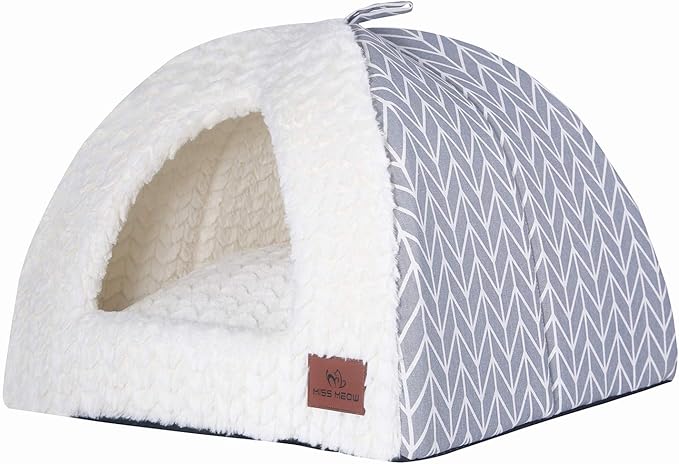 Cat Bed for Indoor Cats,Medium Large Cats Cave Bed,Machine Washable,Removable Cushion Cover,Small Dogs Tent Bed
