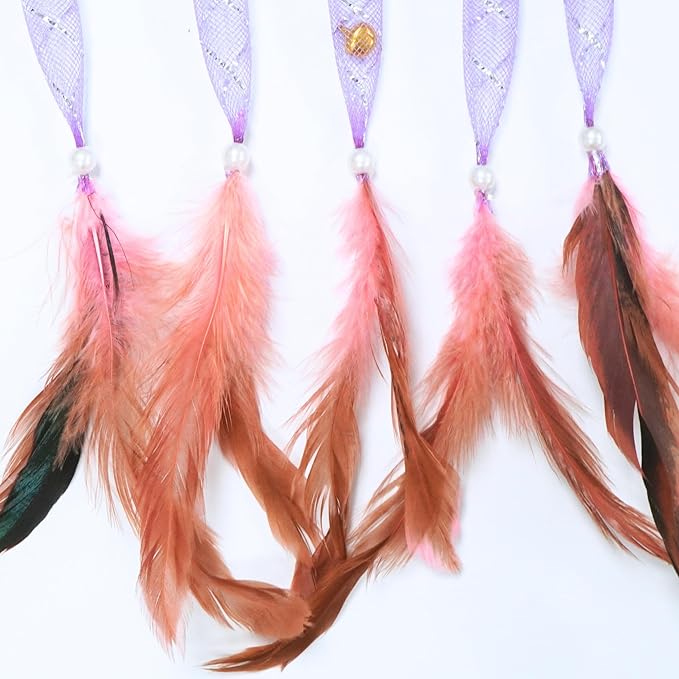 Interactive Cat Toys with 5 Feathered Ropes (2 PCS), Indoor Automatic Cat Toy for Cat, Promoting Exercise and Stress Reduction as Fun Cat Chase Toy.