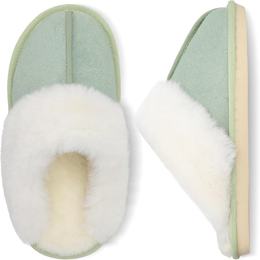 Besroad Winter Fuzzy House Slippers Sandals Plush Faux Fur Fluffy Flats Slippers Warm Slide Shoes for Women