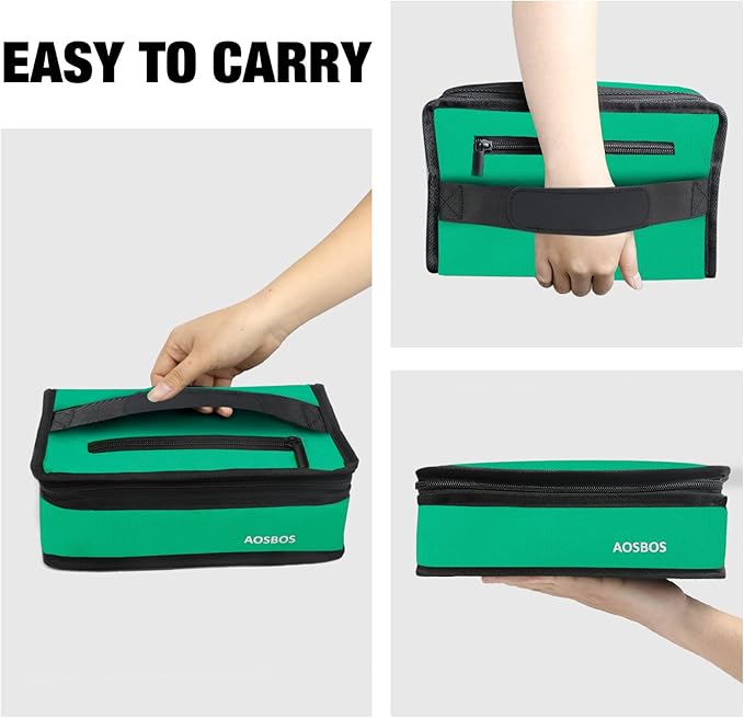 Aosbos Small Lunch Bag Insulated Lunch Box for Men Women Portable Mini Cooler Bags Compact Soft Lunch Tote Thermal Lunch Pail Lunchbox Reusable Meal Prep Container Cool Green