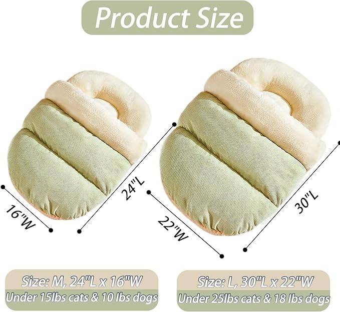 Cat Bed - Cat Cave Bed for Indoor Cats and Small Dogs, Cute Slipper Cat Cave Bed Cat House, Cozy & Soft Plush, Anti-Slip &Durable, Washable for Kittens and Puppies Under 15 lbs (24"x16", M, Green)