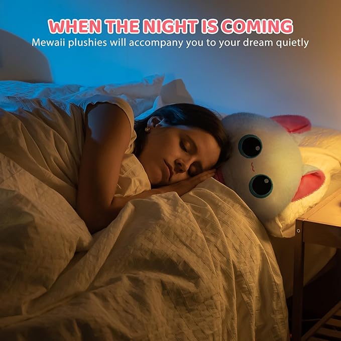 Squishy Cloud-Like Softness, Trending Kawaii White Cat Mushroom Plush Pillow, A Must-Have Collectible for Young Adults, Perfect for Kids, Toddlers Girls, Stuffed Animal Decor (8")