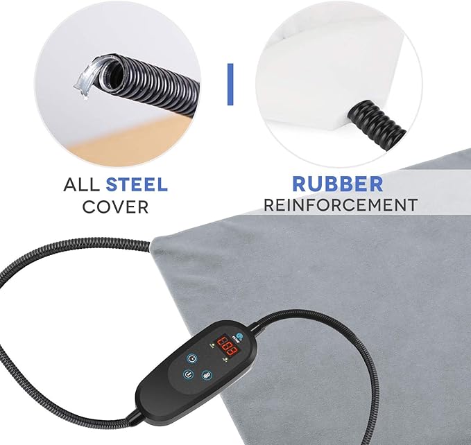 PETNF Pet Heating Pad Temperature Adjustment Heated Dog Pad Anti-bite Puppy Heating Pad with Timer Cat Heating Pad Indoor Waterproof Pet Warming Pad Electric Heated Bed Mat for Small/Medium/Large Dog