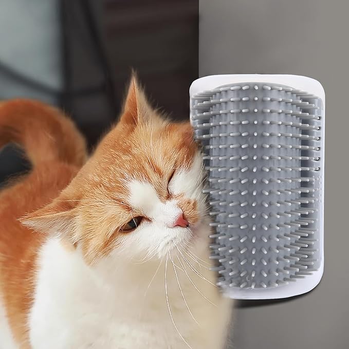 2Packs Cat Self Groomer, Cat Wall Corner Scratcher with Catnip, Soft Cat Brushes, Self Grooming Cats Brush Wall Corner Massager Combs for Long Short Fur Kitten Indoor Cats （Grey）